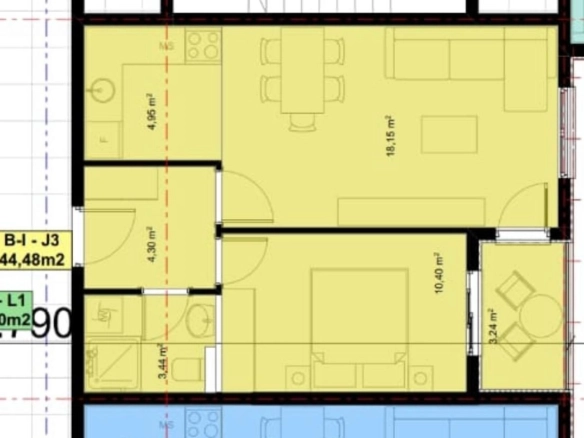 Jednosoban stan 43 m² – Stari aerodrom, Podgorica — fotografija 5