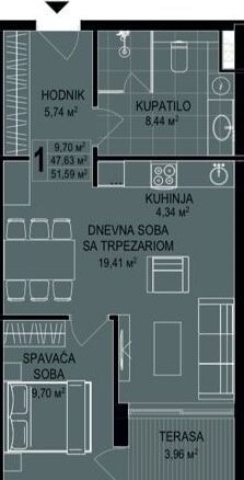 Dvosoban stan 84 m² – Bečići, Budva — fotografija 13