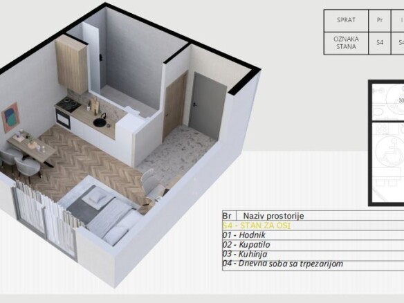 Jednosoban stan 59 m² – Podkošljun, Budva — fotografija 20