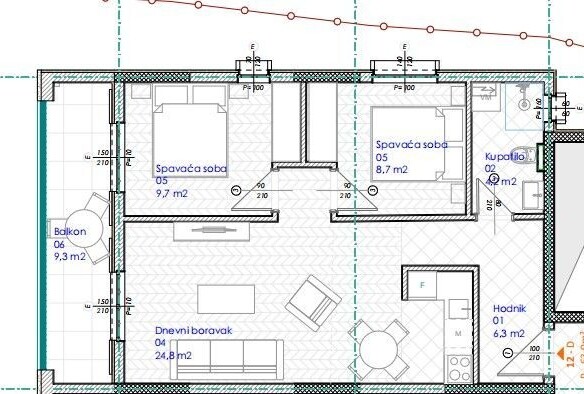 Dvosoban stan 63 m² – Lazi, Budva — fotografija 6