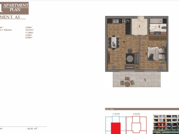 Jednosoban stan 45 m² – Baošići, Herceg Novi — fotografija 3