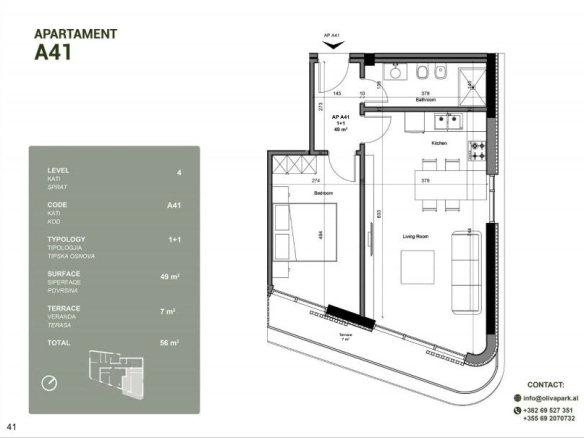 Jednosoban stan 54 m² – Ulcinj — fotografija 2