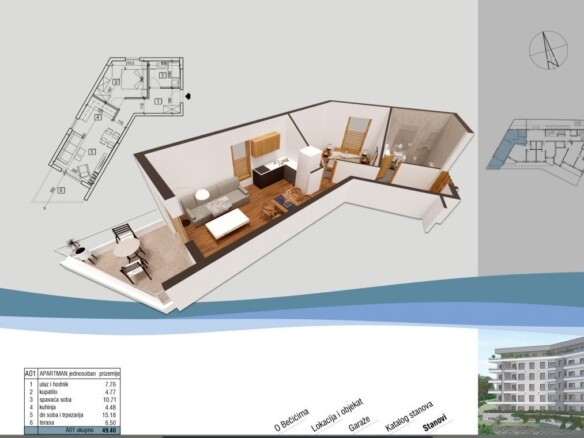 Dvosoban stan 68.72m2 sa pogledom na more u novom kompleksu u izgradnji – Bečići