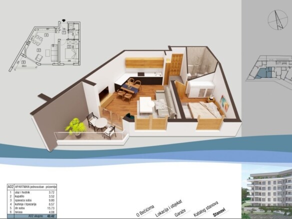 Dvosoban stan 68.72m2 sa pogledom na more u novom kompleksu u izgradnji – Bečići