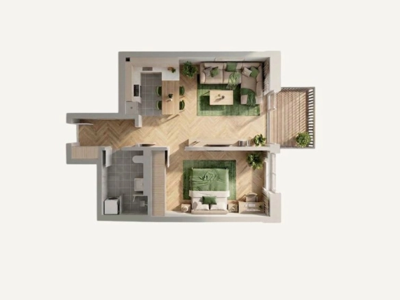 Jednosoban stan 51 m² – Petrovac, Budva — fotografija 2