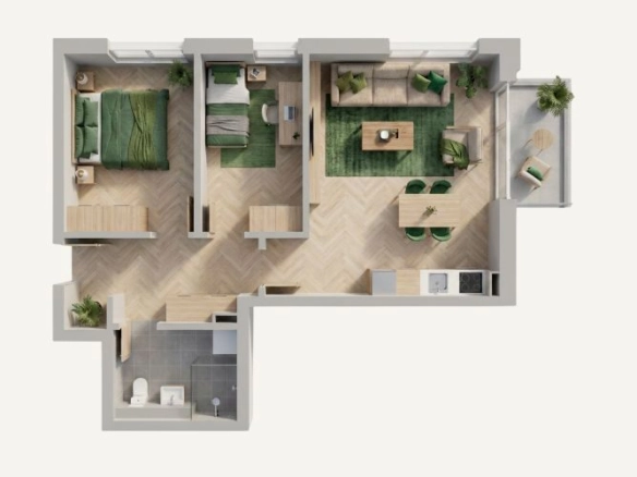 Prodaja dvosobnog stana 64.39m² u novom kompleksu u izgradnji – Petrovac, Budvanska rivijera | 150 m od mora