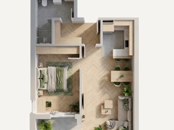 Jednosoban stan 57 m² – Petrovac, Budva — fotografija 2