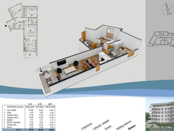 Jednosoban stan 43.42m2 sa pogledom na more u novom kompleksu u izgradnji – Bečići