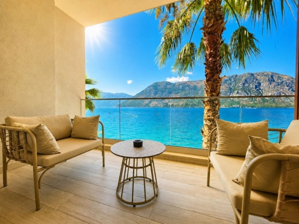 Ekskluzivna prodaja luksuzne vile 109m² u prestižnom kompleksu na obali mora – krovna terasa sa đakuzijem, panoramski pogled i vrhunski sadržaji, Stoliv – Boka Kotorska
