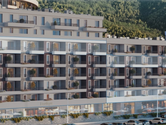 Stan 44 m² u kompleksu u izgradnji sa bazenom – Bečići, Budva