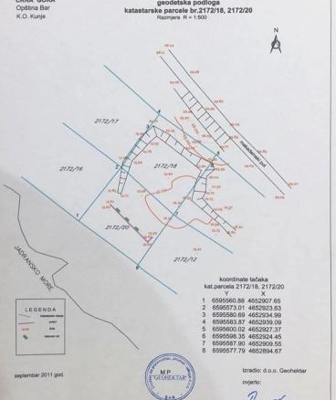 Plac 805 m² na prvoj liniji do mora, gradnja P+2 – Utjeha, Bar