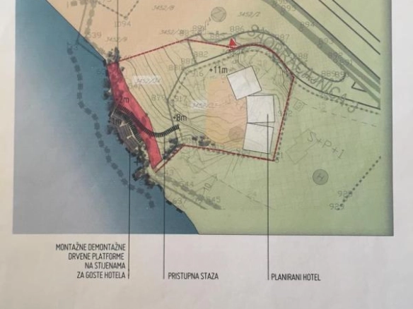 Plac 2500 m² na prvoj liniji do mora, urbanizovan – Šušanj, Bar