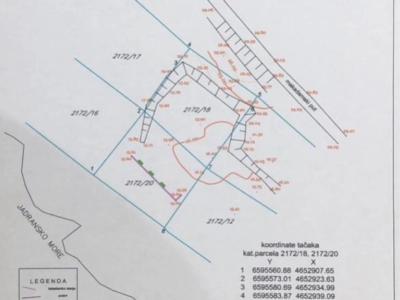 Plac 2500 m² na prvoj liniji do mora, urbanizovan – Šušanj, Bar