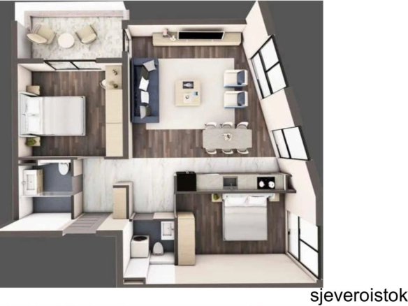 Dvosoban stan 75 m² u kompleksu u izgradnji – Bar