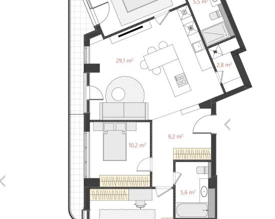 Trosoban stan 103 m² u kompleksu u izgradnji, 800 m od mora – Bar