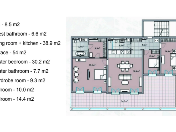 Trosoban stan 158 m² sa pogledom na more u kompleksu Portofino Village – Đenovići, Herceg Novi