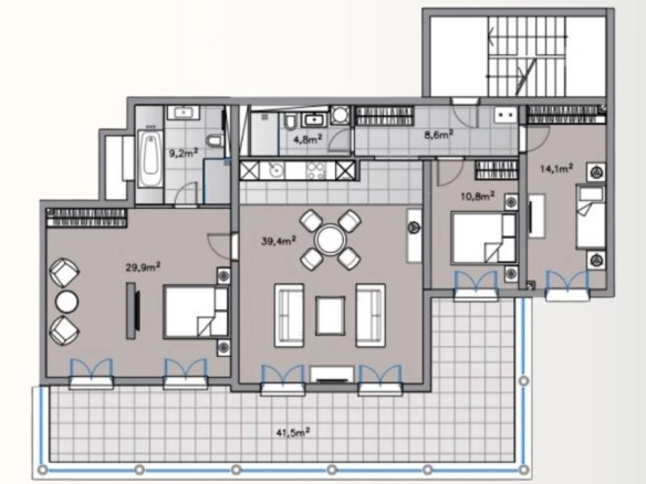 Trosoban stan 158 m² sa pogledom na more u kompleksu Portofino Village – Đenovići, Herceg Novi