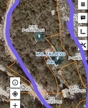 Plac 3000 m² sa starom kućom na osami – Zaljevo, Bar