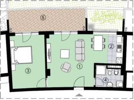 Jednosoban stan 69 m² u novom kompleksu sa pogledom na planine – Bečići, Budva