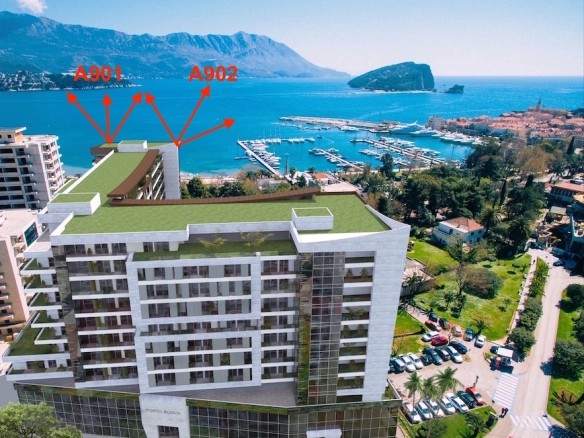 Penthaus 158 m² sa panoramskim pogledom na more i Stari grad – Budva