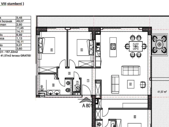 Trosoban penthaus 157 m² sa pogledom na more i Stari grad – Budva