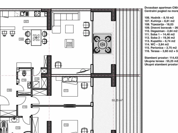 Penthaus 169 m² sa pogledom na more i Stari grad – Budva