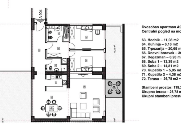 Penthaus 208 m² sa pogledom na more i Stari grad – Budva
