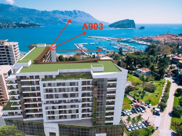Dvosoban penthaus 126 m² sa pogledom na more i Stari grad – Budva