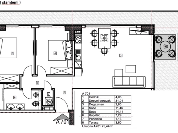 Dvosoban stan 102 m² sa pogledom na more i Stari grad – Budva