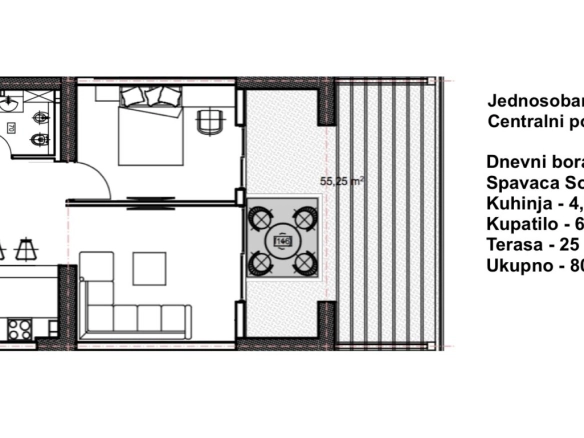 Penthaus 80 m² sa pogledom na more i Stari grad – Budva