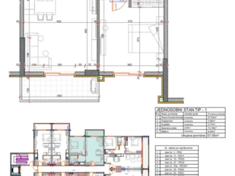Jednosoban stan 57 m² u novom kompleksu sa bazenom – Bjeliši, Bar