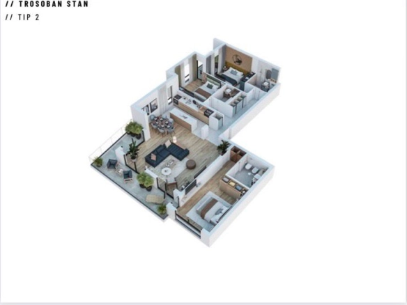 Trosoban stan 113 m² u izgradnji, 300 m od mora – Ilino, Bar