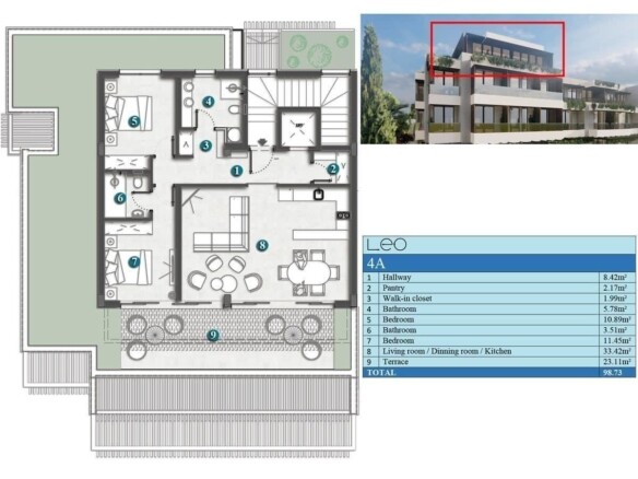 Jednosoban stan 56 m² – Kumbor, Herceg Novi — fotografija 19