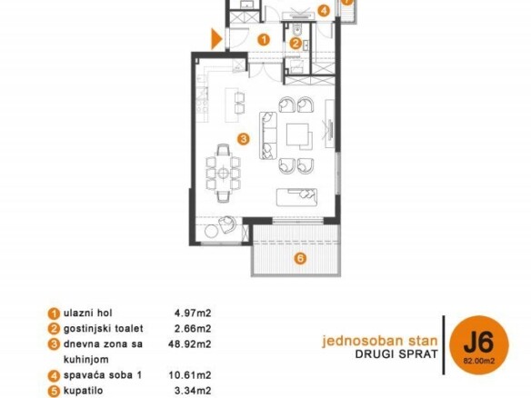 Jednosoban stan 82 m² – Donja Lastva, Tivat — fotografija 4