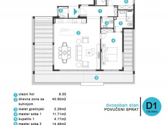 Dvosoban stan 125 m² – Donja Lastva, Tivat — fotografija 4