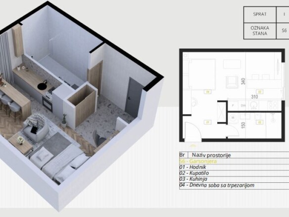 Garsonjera 31 m² – Podkošljun, Budva — fotografija 14