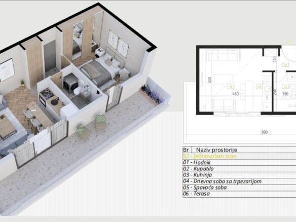 Garsonjera 44 m² – Podkošljun, Budva — fotografija 16