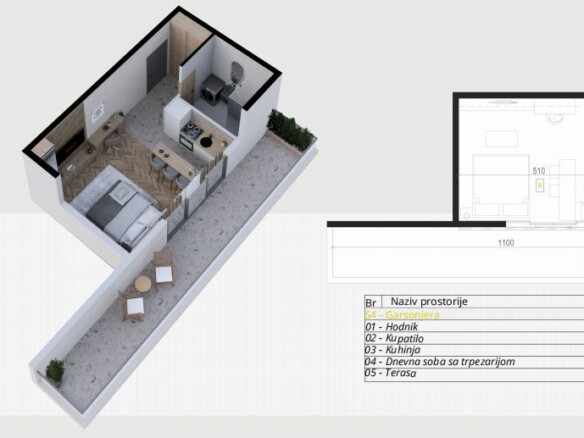 Garsonjera 44 m² – Podkošljun, Budva — fotografija 13