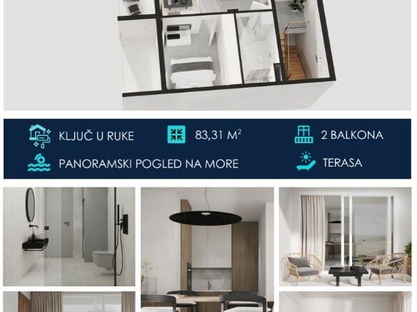 Jednosoban stan 83 m² – Tivat — fotografija 15