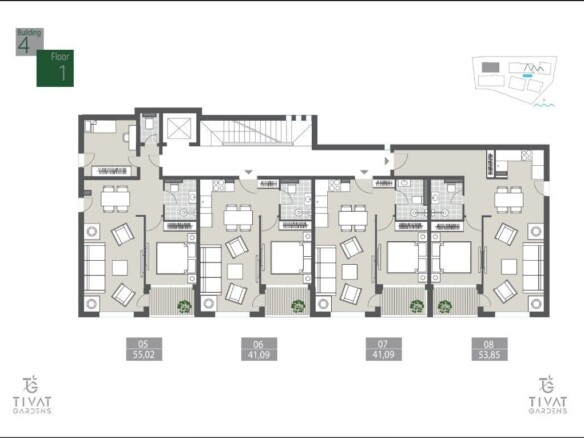 Jednosoban stan 58 m² – Tivat — fotografija 6