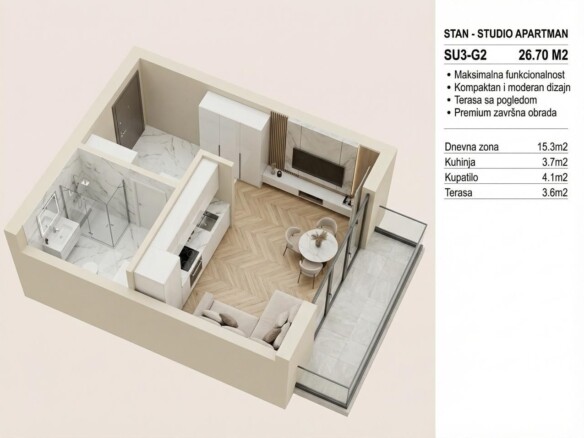 Garsonjera 26 m² – Budva — fotografija 2