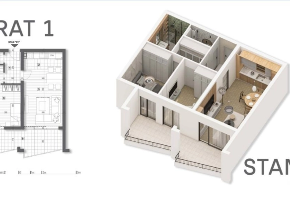 Dvosoban stan 72 m² – Muo, Kotor — fotografija 3