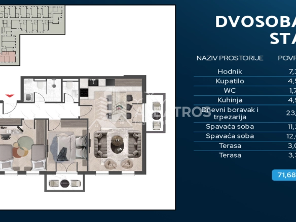 Dvosoban stan 67 m² – Čeluga, Bar — fotografija 15