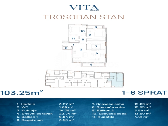 Trosoban stan 103 m² – Ilino, Bar — fotografija 3