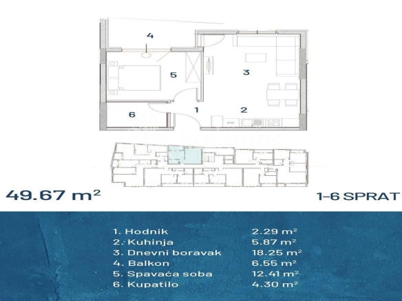Jednosoban stan 48 m² – Ilino, Bar — fotografija 4