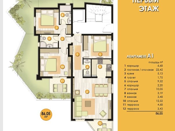 Trosoban stan 86 m² – Bečići, Budva — fotografija 15