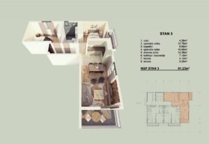 Jednosoban stan 41 m² – Orahovac, Kotor — fotografija 14
