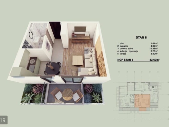 Jednosoban stan 41 m² – Orahovac, Kotor — fotografija 18