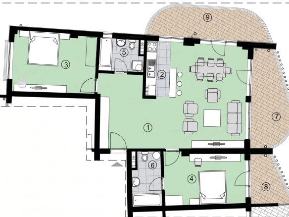 Dvosoban stan 210 m² – Bečići, Budva — fotografija 5